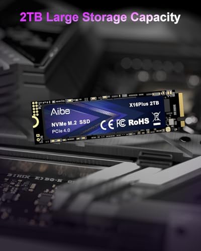 Image of Aiibe 2TB Internal SSD M.2 2280 NVMe Internal Solid State Drive 2TB PCIe 4.0 Read up to 7450MB /s Gaming SSD Upgrade Storage for Laptop, Desktop, X16Plus