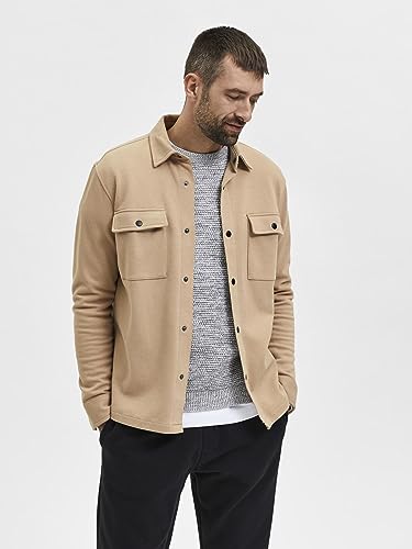 Selected Homme Overshirt Classic en algodón premium de color neutro 2