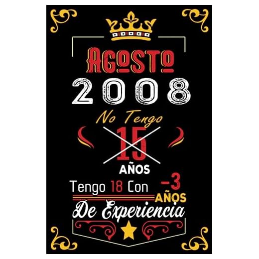 No tengo 15 años tengo 18 con -3 años de experiencia: Cuaderno | Agosto 15 Cumpleaños Regalo para Hombres Mujeres Niñas Niños Cumpleaños 2008 Personalizado