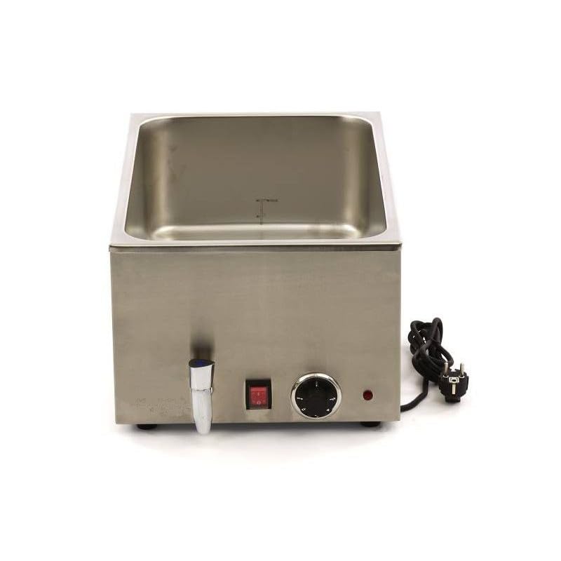 Baño maría eléctrico Profesional con Grifo de Vaciado - GN 1/1 - Acero Inoxidable - Termostato Regulable - 1200 W
