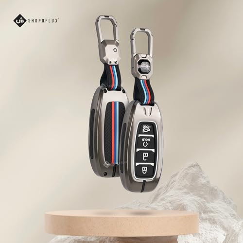 Image of SHOPOFLUX Metal Key Cover Compatible with Hyundai Verna | i20 Facelift N Line N8 Car 4 button smart key