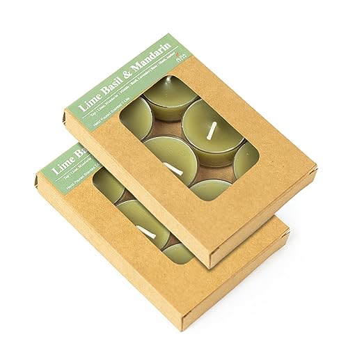 Image of AuraDecor Scented Soy Wax Acrylic Tealight Candle, Organic Luxury Aroma, Aromatic /Aromatherapy Candle || Long Lasting Burning Time (Pack of 1, Lime Basil & Mandari)