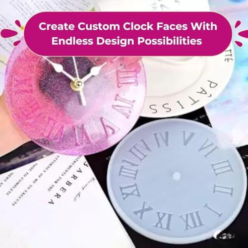 Image of Clock Mould, 12 inch Round Resin Mould with Roman Numerals, Transparent Silicone, Handmade Crafts Set for Beginners (12 inch)