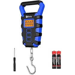 Basculas De Gancho ORIA Báscula de Equipaje Digital, Báscula de Pesca Digital con Gancho, Báscula de Equipaje de 50Kg, Báscula Colgante Impermeable IPX4, Pantalla LCD Retroiluminada y 2 Baterías AAA - Azul Oscuro