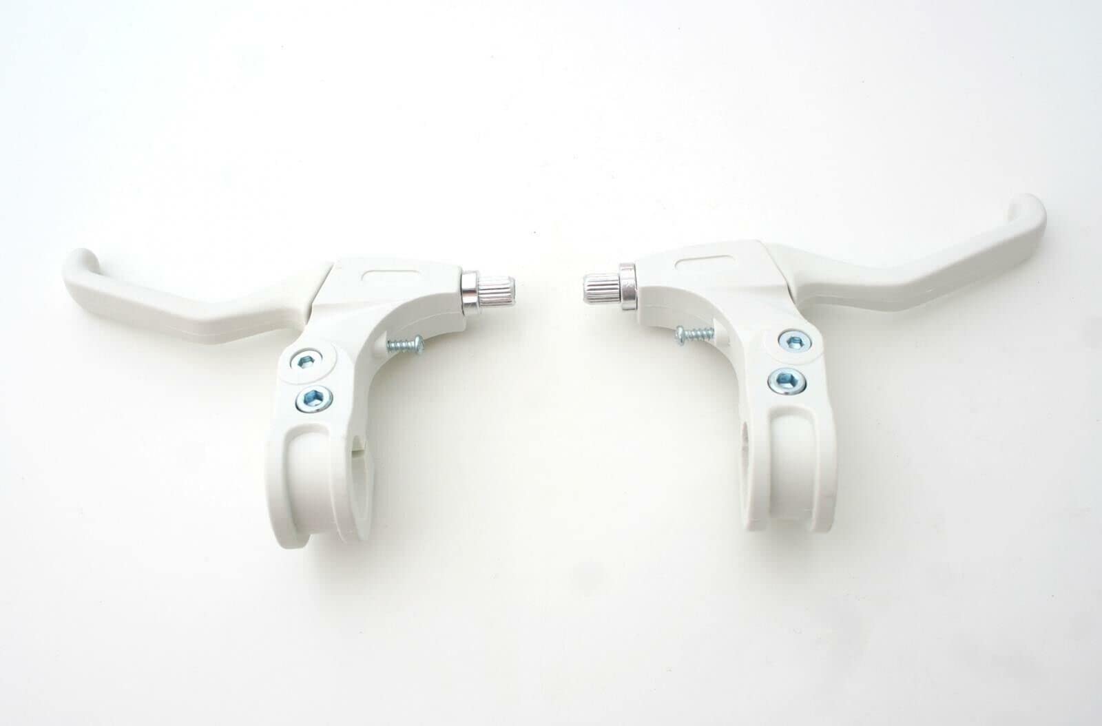 Pair 22.2mm White Ergonomic V-Brake Levers For Kids Bike/Bicycle