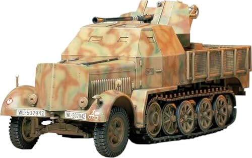 Tamiya 35144 1/35 Military Miniature Series No. 144 German Armor 8 Ton Half 1.5 inch (3.7 cm) Aircraft Gun Equipped with 37 Type Flaksauria Plastic Model (Military Vehicle)