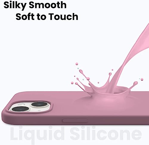 Image of Elzzi Microfiber Logo Cut Cover Compatible for iPhone 13 Case Liquid Silicone Covers Shockproof Back Cover with High Raised Camera Lips - Lilac