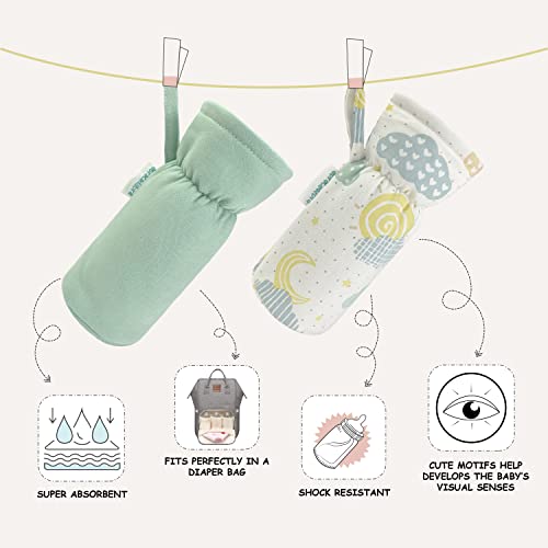 Image of abracadabra Cotton Relaxed Fit Bottle Modern Cover (Set Of 2) - Lost In Clouds,multicolor