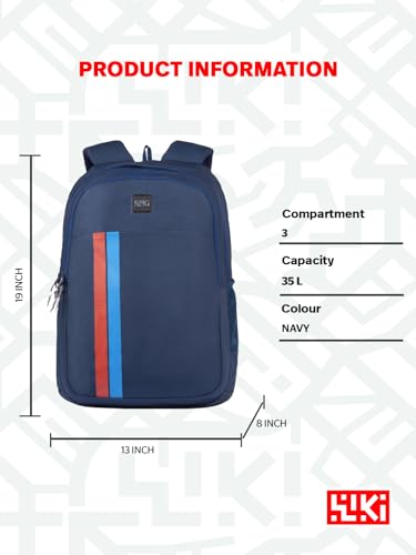 Image of Varsity Pro Solid Backpack, 35L, 3 Compartments + 1 Pocket, File Folder Section, Built-in Organizer, Spacious School, College & Office Bag