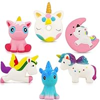 POKONBOY Unicorn Squishy Toys - 6 Pack Jumbo Horse Kawaii Soft Scented Animal Squishies