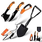 6 in 1 Outdoor Axt Survival Set,Survival Messer & Outdoor Werkzeuge Set,Survival Ausrüstung mit Klappsäge,Klappspaten,Feuerstahl,Geschenke für Männer Camping/Abenteuer/Wandern im Freien