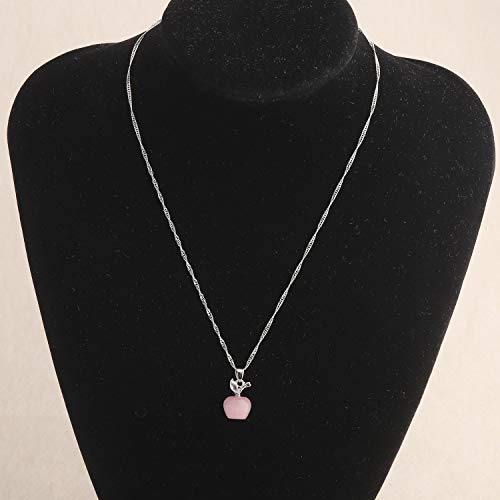 bobauna 3D Pink Opal Apple Shape Pendant Necklace Apple Jewelry Teachers Appreiation Gift for Mentor Coach Principal 7