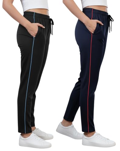 Image of Women Cotton Regular Fit Track Pants (Pack of 2)