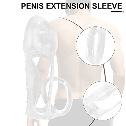 HEALLILY Man Cock Mouwen Herbruikbare Extender Cover Transparante Dilldo Mouwen Mannelijke Kuisheid Speelgoed Voor Mannen Elastische Tijd - Image 4