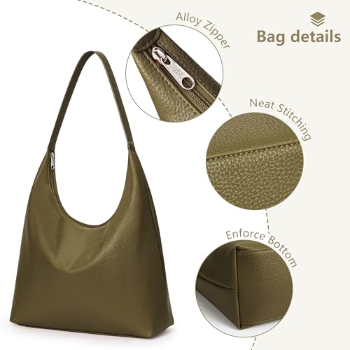 Image of KALIDI Casual Tote Bag Vegan Leather Hobo Zipper Work Bag Weekender Shoulder for Women Shoulder Travel Purse