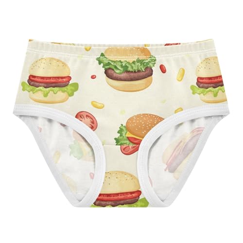 Wusikd Hamburger Girls' Underwear Cotton Leaves Girls Briefs Soft Toddler Underwear 2T