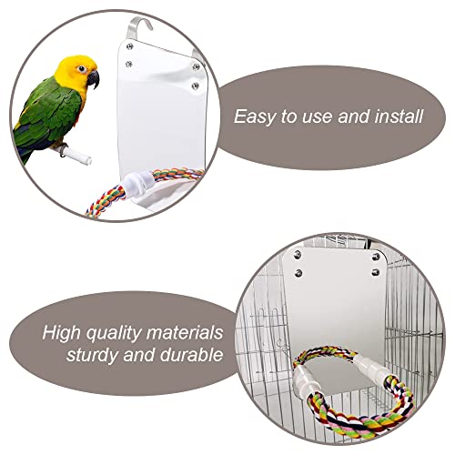 Parrot Perch Bird Mirror Cage Swing Parrot Toys with Rope for Parakeet Cockatoo Cockatiel Conure Lovebirds Finch Canaries - Image 4