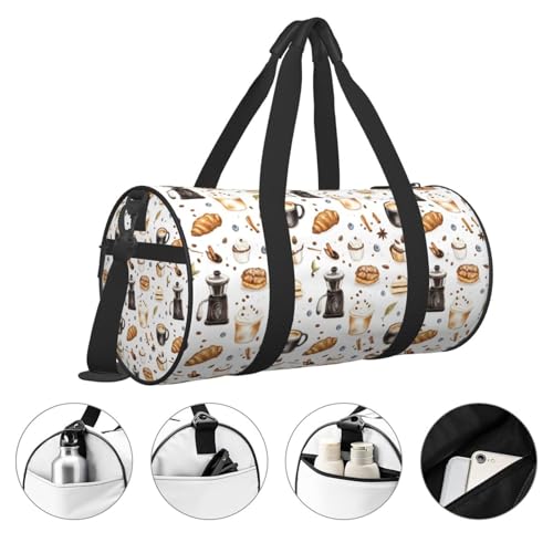 Coffee Cake Ice Cream Print Travel Duffle Bag, Sports Gym Bags for Women Men, Carry On Weekender Overnight Personal Item Travel Bags3