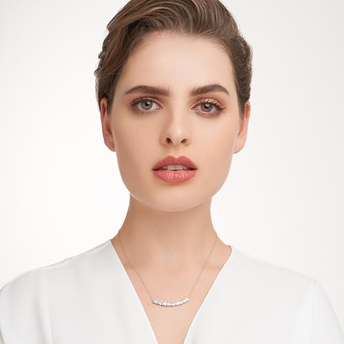 MORGAN & PAIGE .925 Sterling Silver Rhodium Plated Bar Designs Cubic Zirconia Necklace - Elegant and Dainty Sterling Silver Necklace for Women, Jewelry Gift for Her 16" with 2" Extension4