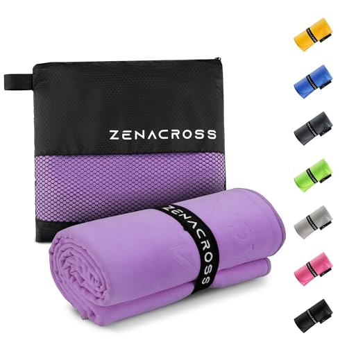 ZENACROSS Toalla Gimnasio 50x100cm con Bolsa de Transporte - Toalla Microfibra de Secado Rápido y Versátil - Toallas Gimnasio Talla M - Púrpura