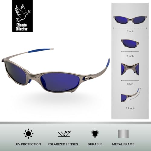 Metal Alloy Unisex Sunglasses – UV Protection for Men & Women - Polarized Dark Blue Lenses3