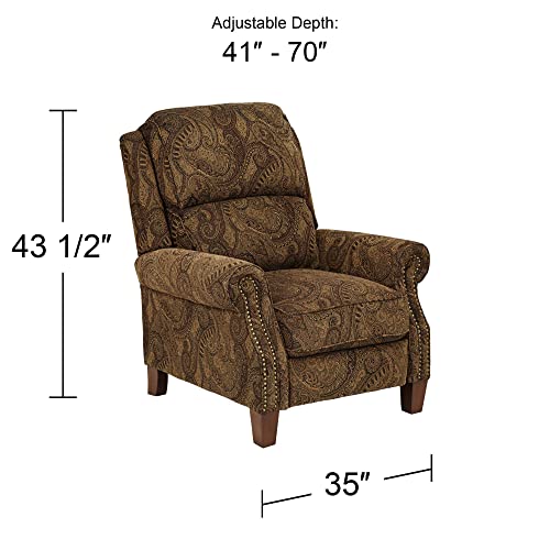 Kensington Hill Beaumont Warm Brown Paisley Patterned Recliner Chair Traditional Armchair Comfortable Push Manual Reclining Footrest Adjustable For Bedroom Living Room Reading Home Relax Office #TOP1