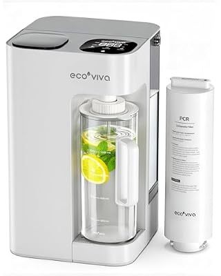 Ecoviva Mate 3 Countertop Reverse Osmosis Water Filter, 8-Stage RO Water Filtration System with 44oz Water Pitcher Smart Auto-Filling, 3:1 Pure to Drain, NSF Certified Tabletop Purifier, White