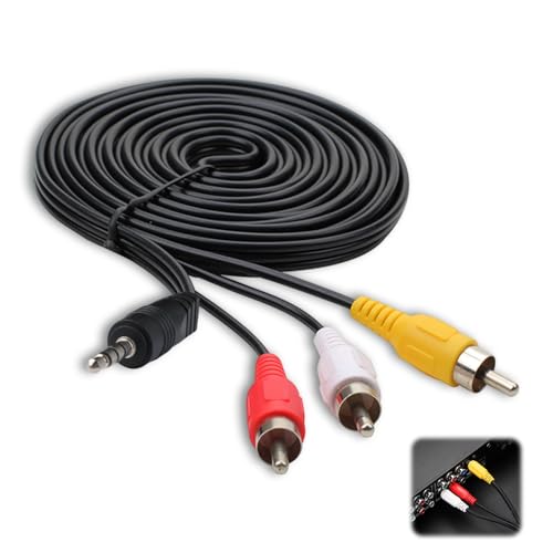 NIRJIK 3,5 mm TRRS auf 3&times;RCA AV Camcorder Videokabel 3 m, Klinke-auf-Cinch Audio-Video Kabel, Aux zu Cinch Verbindungskabel f&uuml;r Camcorder TV Projektor AV-Receiver Heimkino