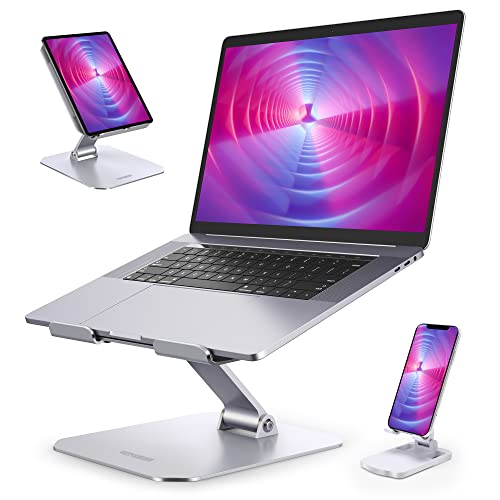 JIAWEN Laptop Stand - Ergonomic Aluminum Laptop Riser for Desk, Adjustable Multi-Angle/Size Notebook Stand with Heat-Vent, Portable Holder Compatible with MacBook Air/Pro, More Laptops (10-17'')