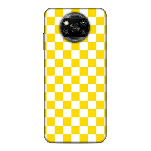 Image of Printed Mobile Back Hard Case Cover for Xiaomi Poco X3 | Check Print, Small Boxes, Yellow & White-2204