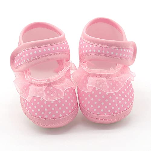 Baby Shoes Boys Girls First Walking Warm Girls Sole Dot Infant Prewalker Soft Lace Baby Shoes Casual Canvas (Pink, 12)4