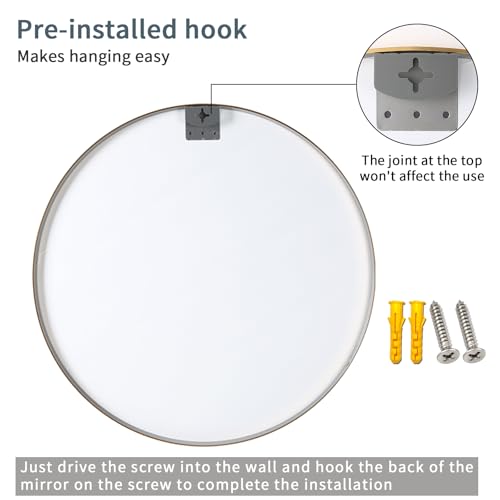 Image of RIZIK STORE Iron Metal Decorative Round Wall Mirror with Hook - HD Clear Glass, Wall Mounted for Bedroom, Living Room, Wash Basin, Vanity, Makeup & Bathroom