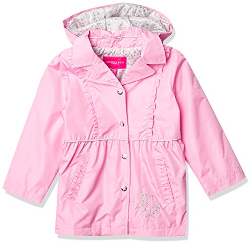LONDON FOG Girls' Toddler Lightweight Trench Dress Coat Jacket, Pink Peony, 2T