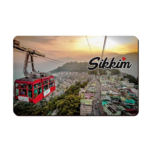 Image of Elegant Fridge Magnet with Themes |Rectangular Size Refrigerator Magnet with Magnetic Rubber Back | Pack of 1, 8.6cm X 5.4cm (Sikkim - Design 4)