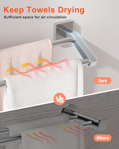 Porte-serviettes double barre contre la rouille support mural solide SUS304 61cm - 7