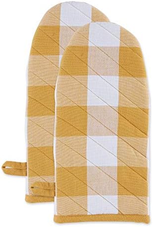 DII Buffalo Check Kitchen Collection, Classic Farmhouse Kitchen Set, Oven Mitt, Honey Gold, 2 Piece