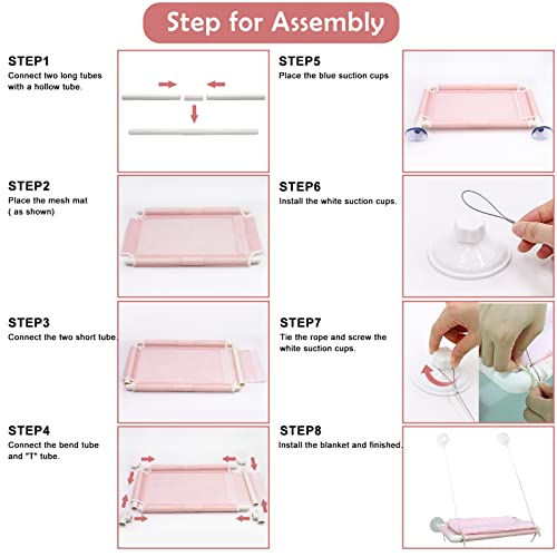 Image of ZALALOVA Cat Window Perch, Pink Cat Hammock Window Seat Free Fleece Blanket for Female 2026 Screw Suction Cups Extra Large Sturdy Bed Resting Indoors (One Extra Suction Cup)