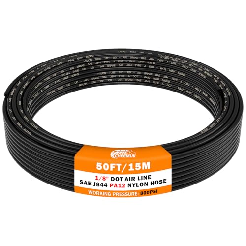 Image of CheeMuii 1 /8 DOT Air Line 50 FT 1 /8 inch PA12 Nylon Pneumatic Tubing 15.2 Meter 1 /8 Inch OD Pneumatic Air Tubing Pipe Hose Line for Semi Truck Trailer or Industrial Air System