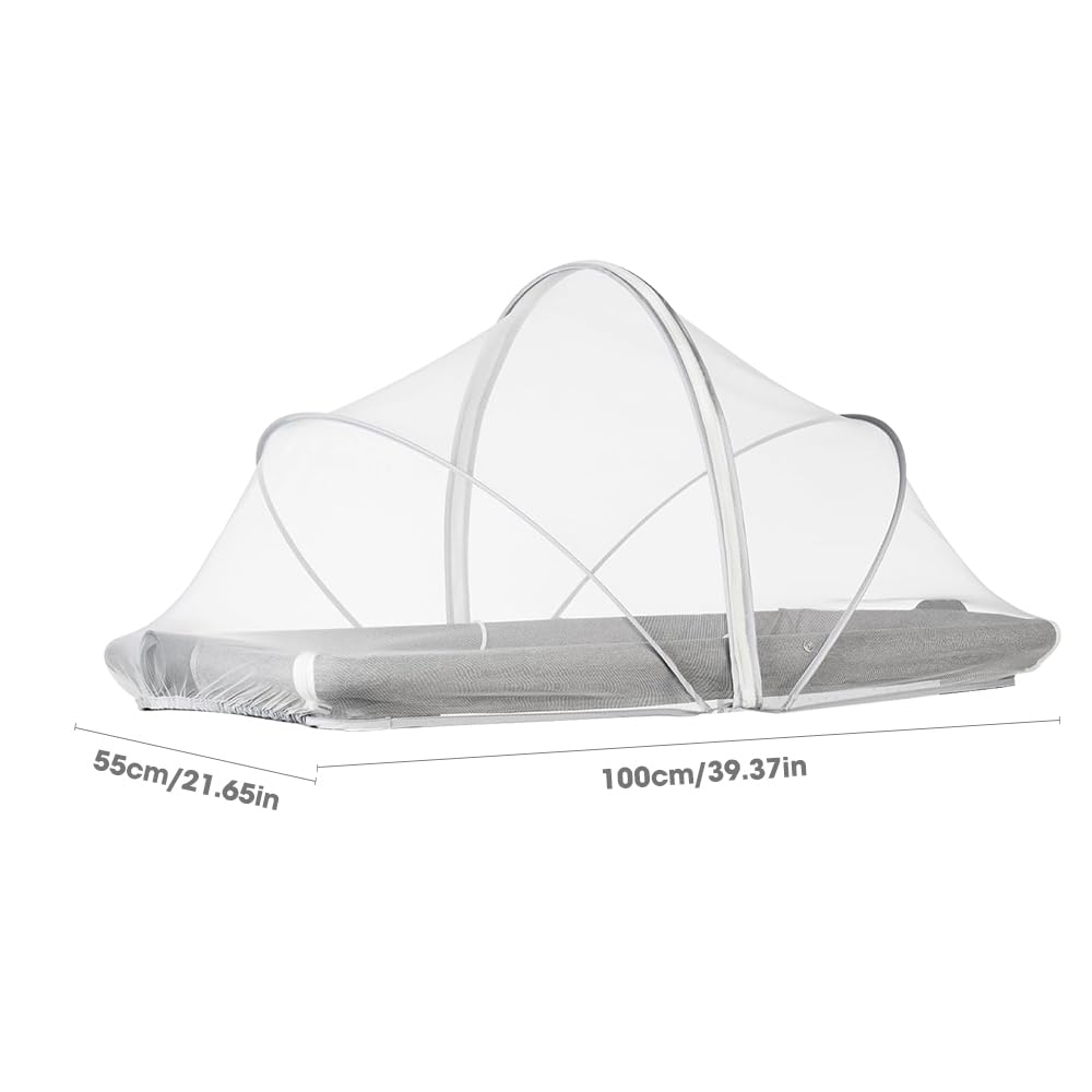 mizikuu Zanzariera Culla Neonato, Zanzariera per Lettino Universale 55x100cm con Cerniera a 2 Vie Portatile Traspirante Zanzariere per culla per Camera da Letto Familiare, Campeggio, Bianco