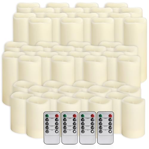 Image of 48-Pack LED Flameless Candles with Remote Control - Perfect for Home, Parties, and Special Occasions - Create a Magical Ambiance Effortlessly(Three Sizes)