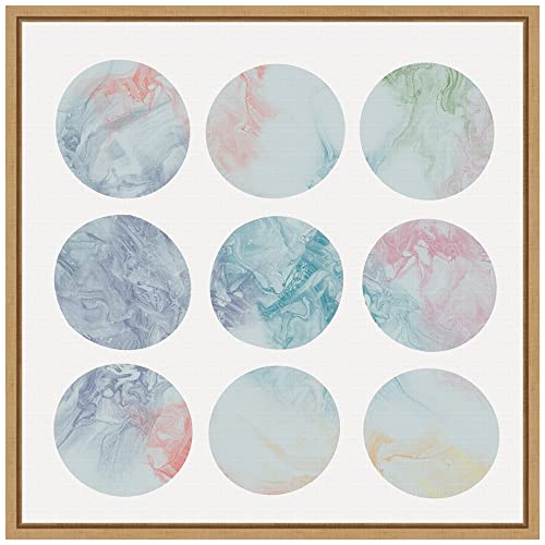 Amanti Art Framed Canvas Wall Art 16x16 Pastel Dipped Circles I by J:L Design, Framed Wall Art Canvas, Abstract Artwork, Modern Decor, Small Poster Painting for Living Room, Bedroom, Bathroom,