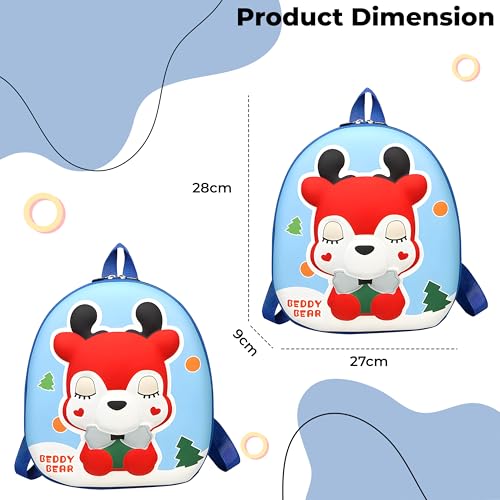 Image of Bembika School Bag The Perfect Children Backpack and School Bags for Kids Compact Stylish Backpack for Kids Exceptional-Quality Kids Kindergarten Backpack and Travel Backpack- (Deer|Blue)