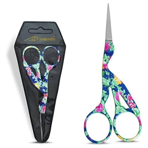 ZAMAHA UK® 1 Pcs Stainless Steel Sewing Scissors DIY for Embroidery, Craft, Needle Work, Art Work & Everyday Use (Multi Colour Crane Design Size 4.5") Cover