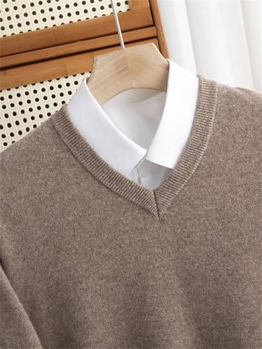 Men V-Neck Wool Sweater Long Sleeve Pullover Wool Knitwear Casual Soft Jumper Tops3