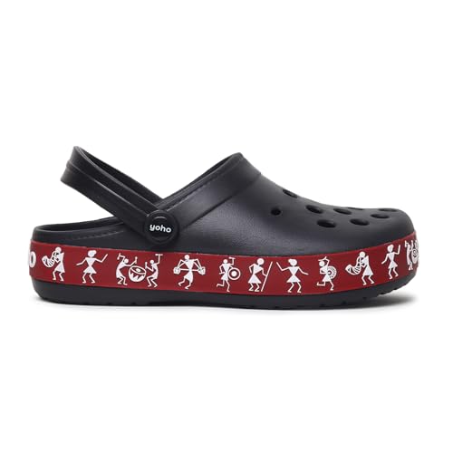 Image of YOHO Hacker Clogs for Women | Waterproof Monsoon Footwear & Rainy Shoes | Tribal Print with Backstrap | 003