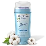 Secret Aluminum Free Deodorant for Women, 72hr Odor Protection, Naturally Derived Ingredients, Free of Parabens Dyes Talc & Baking Soda, PH Balancing Minerals, Dry Solid, Cotton Scent, 2.4 oz