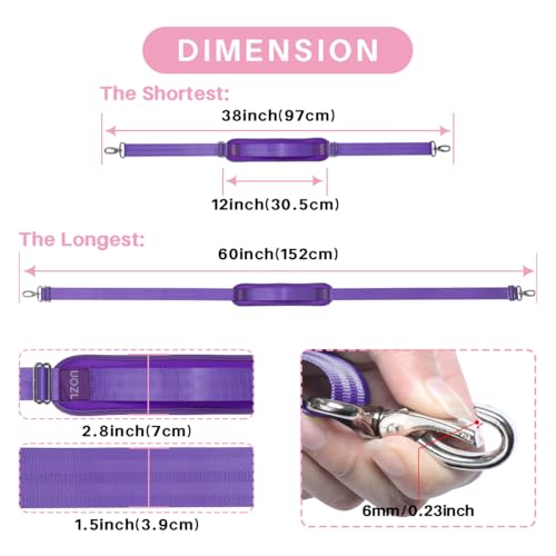 Image of 59 Inch Shoulder Straps, Soft with Ultra-Thick Fixed Shoulder Pad, Two Way Independently Adjustable Buckle Replacement Straps for Laptop Bag Messenger Bag Tool Bag Luggage,Purple
