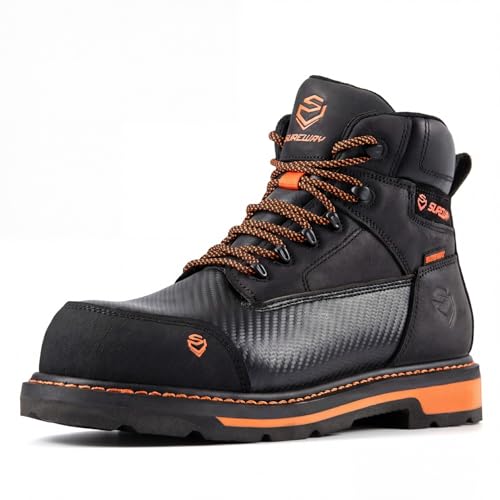 Image of SUREWAY 6in Waterproof Work Boots for Men, Leather, Soft /Composite Toe | Waterproof leather work boots with Goodyearwelt construction,EH protection,oil and slip-resistant outsole