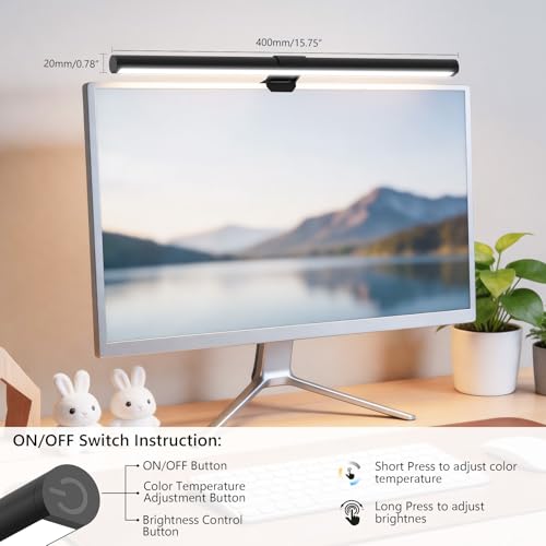 Image of Monitor Light Bar, Eye-Care USB Computer Monitor Lamp for Home Office Gaming, 15.7'' Ultrawide LED Light, 3 Color Temperatures Stepless Dimming Screen Bar