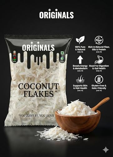 Image of ORIGINALS Premium Coconut Flakes (नारियल लच्छा) 3 kg Freshly Shredded Sun-Dried Fresh Aromatic & Nutrient-Rich Ideal for Baking Sweets & Garnishing